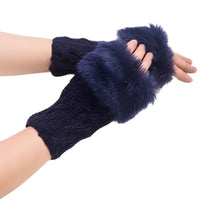 Women’s Faux Fur Fingerless Knitted Gloves | Warm Winter Hand Wrist Warmers | Soft, Stylish & Comfortable