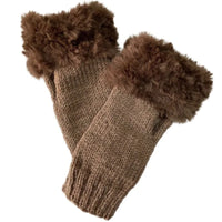 Women’s Faux Fur Fingerless Knitted Gloves | Warm Winter Hand Wrist Warmers | Soft, Stylish & Comfortable